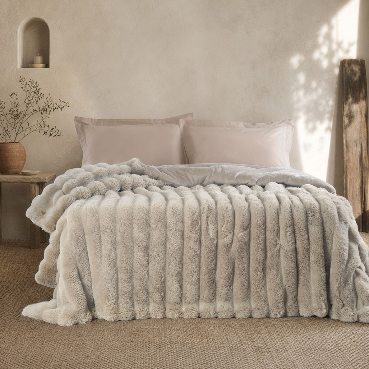 Γούνινο Κουβερτοπάπλωμα Υπέρδιπλο (220x240) Rythmos Atelier Μπεζ