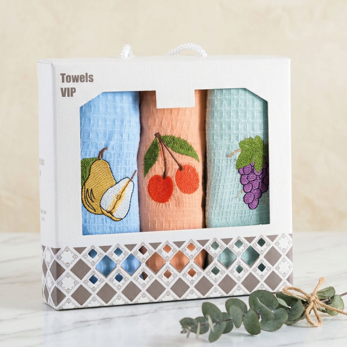 Ποτηρόπανα Πικέ (Σετ 3τμχ) Rythmos Fruits