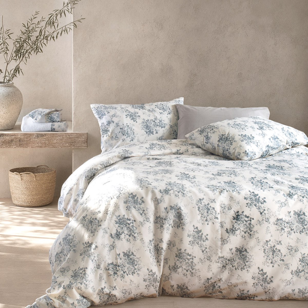 Σεντόνια King Size (Σετ) Rythmos Gardenia Γκριζομπλε