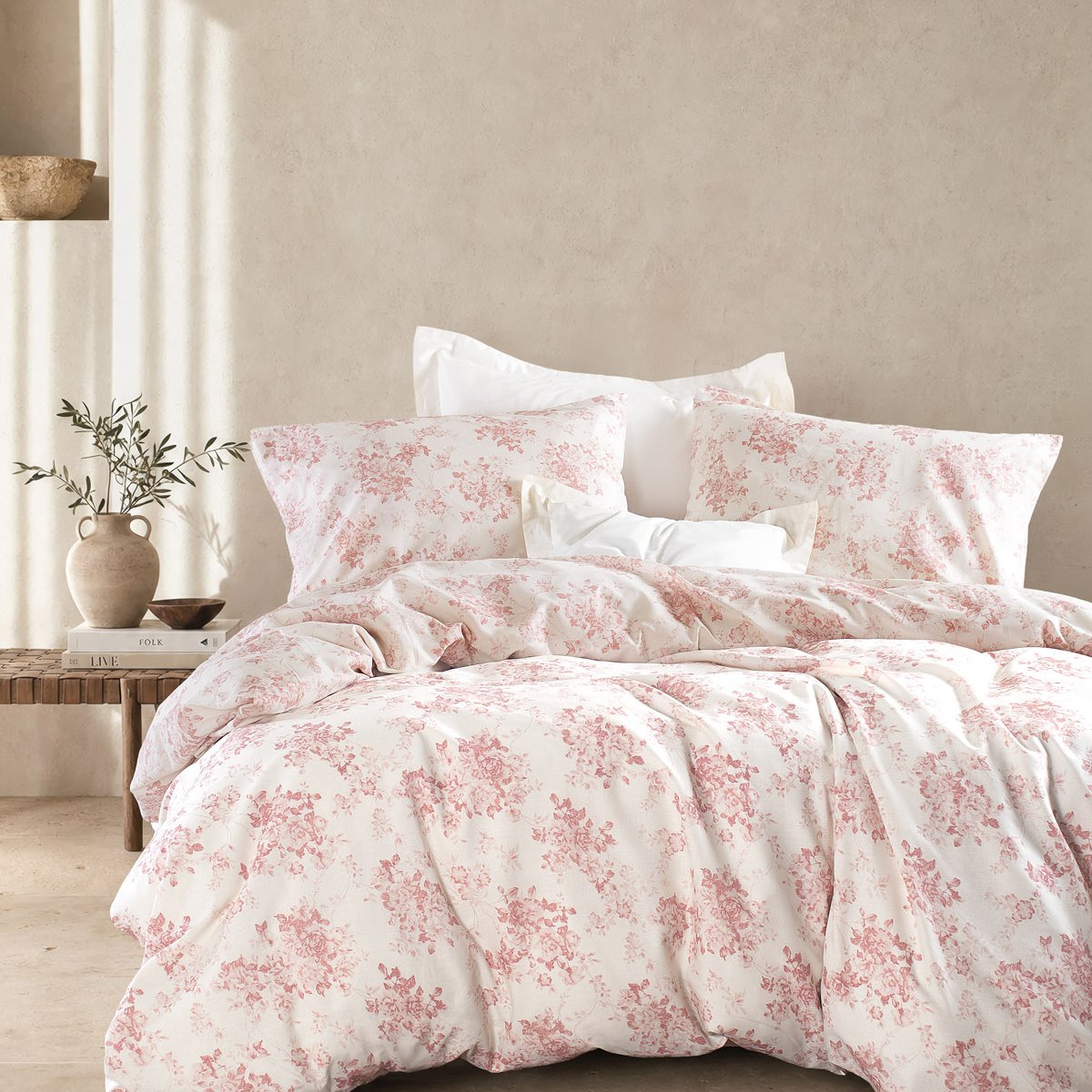 Σεντόνια Υπέρδιπλα (Σετ) Rythmos Gardenia Ροζ