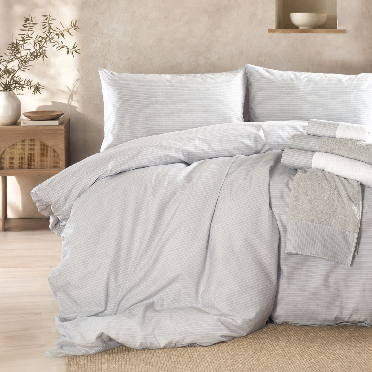 Σεντόνια King Size (Σετ) Rythmos Sand Γκρι