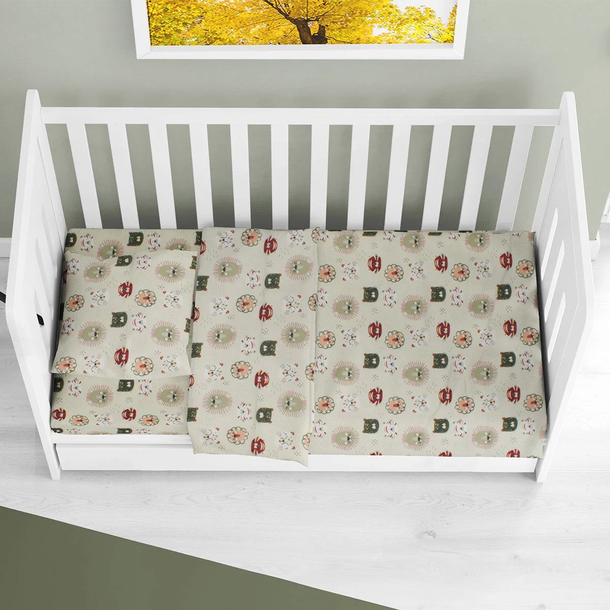 Πάπλωμα Κούνιας (120x160) Dimcol Big Cats 27 Light Olive