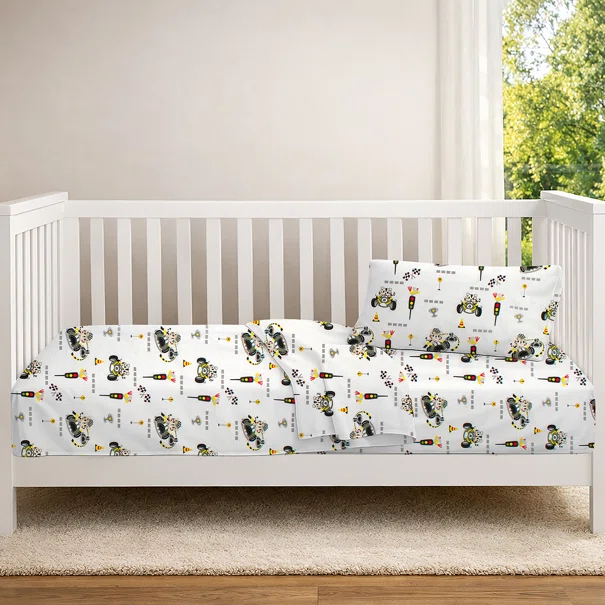 Πάπλωμα Κούνιας (120x160) Dimcol Animal Grand Prix 590 White - Olive