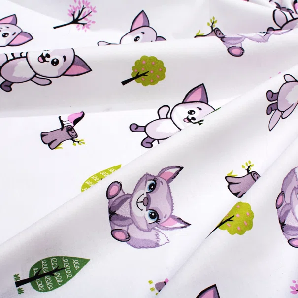 Πάπλωμα Κούνιας (120x160) Dimcol Baby Foxes 594 White - Pastel Lilac