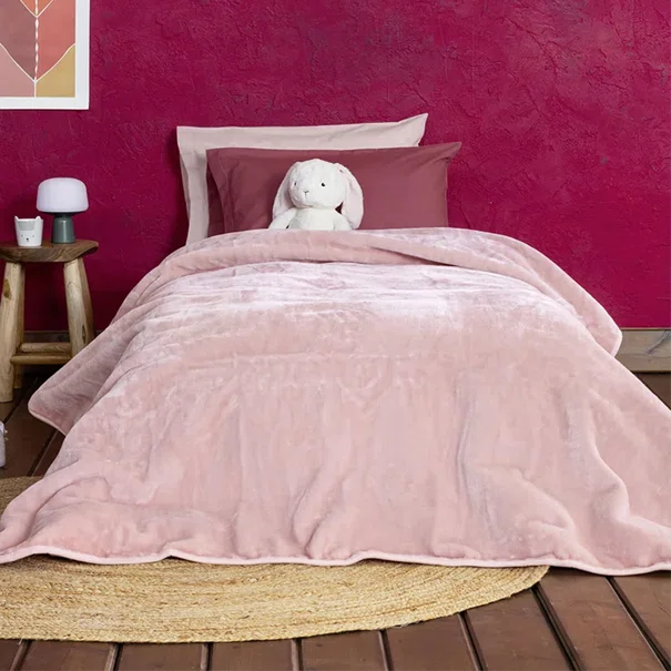 Κουβέρτα Βελουτέ Μονή (160x220) Nima Bed Linen Coperta Powder Pink