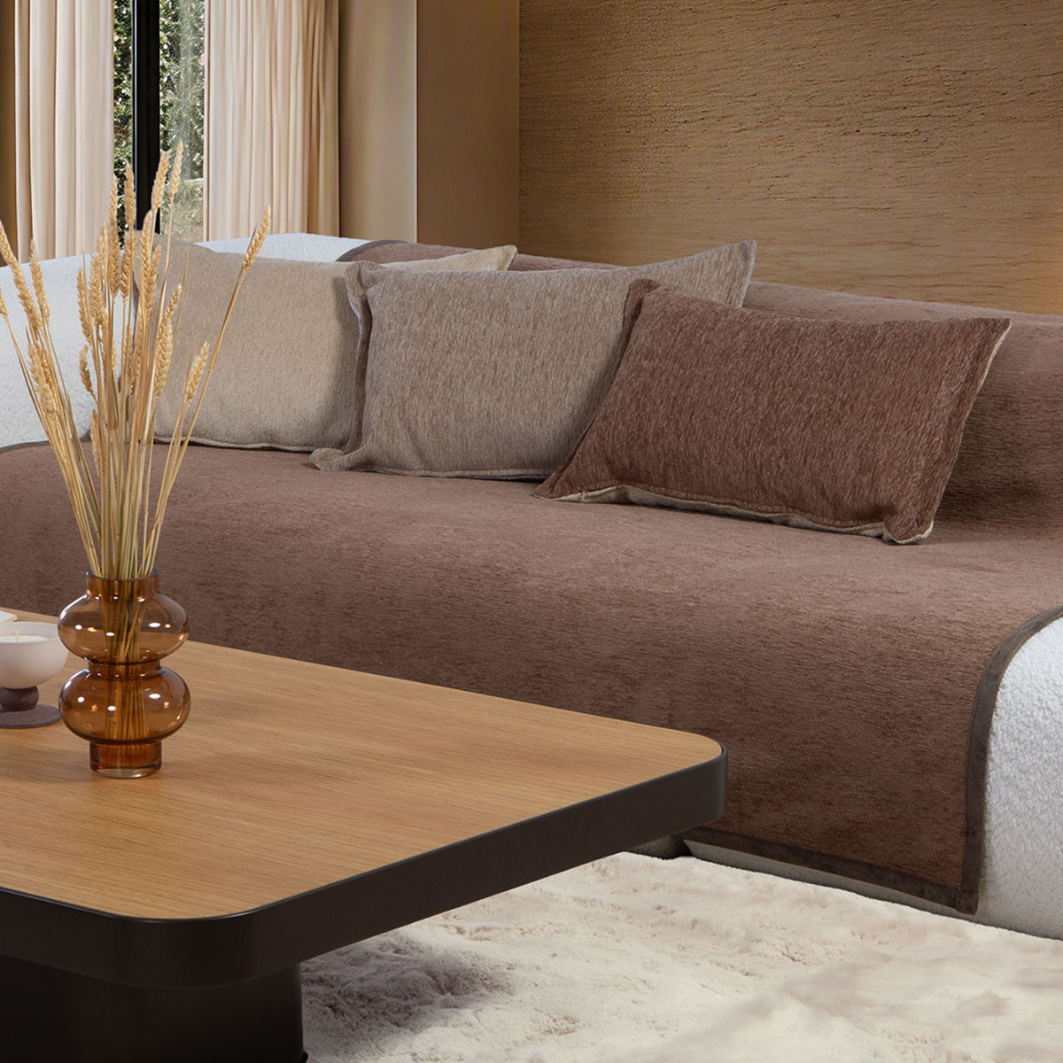 Ριχτάρι Πολυθρόνας 2 Όψεων (180x180) Nef-Nef Homeware Tanger 26 Brown/Ecru