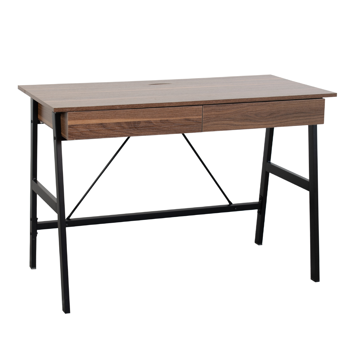Γραφείο Με 2 Συρτάρια & Ντουλάπι (110x55x75) Spitishop Nuez Walnut/Black