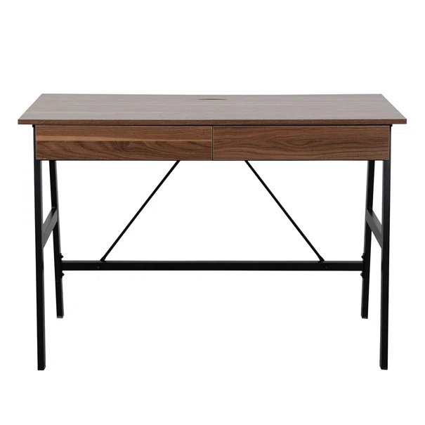 Γραφείο Με 2 Συρτάρια & Ντουλάπι (110x55x75) Spitishop Nuez Walnut/Black