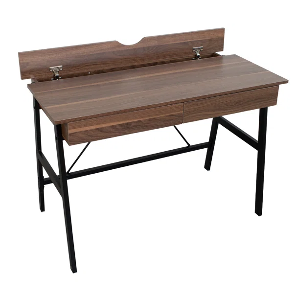 Γραφείο Με 2 Συρτάρια & Ντουλάπι (110x55x75) Spitishop Nuez Walnut/Black
