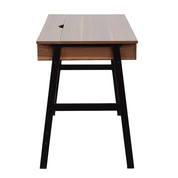 Γραφείο Με 2 Συρτάρια & Ντουλάπι (110x55x75) Spitishop Nuez Walnut/Black