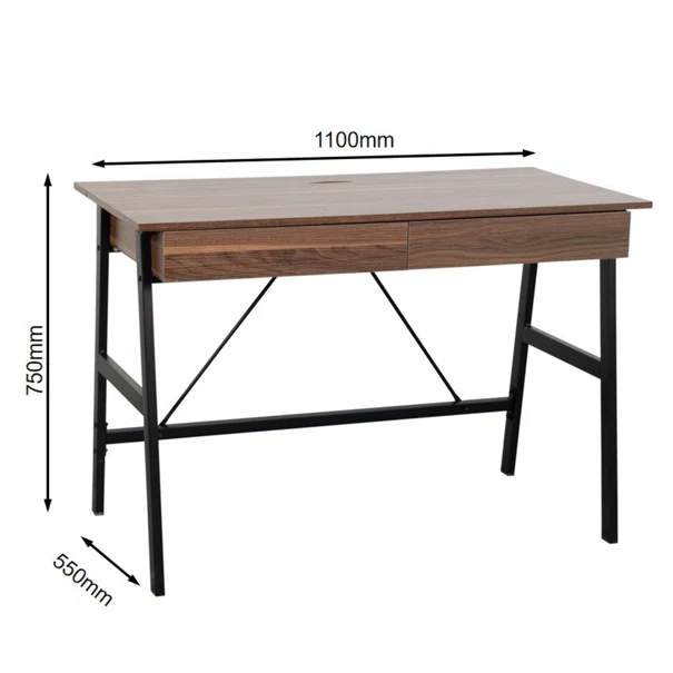 Γραφείο Με 2 Συρτάρια & Ντουλάπι (110x55x75) Spitishop Nuez Walnut/Black