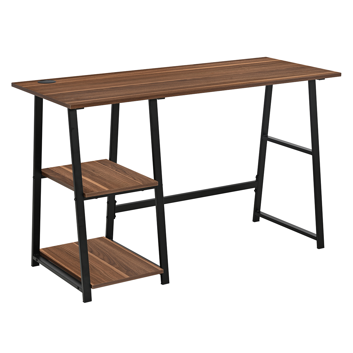 Γραφείο Υπολογιστή Με 2 Ράφια (120x50x73) Spitishop Nuez Walnut/Black