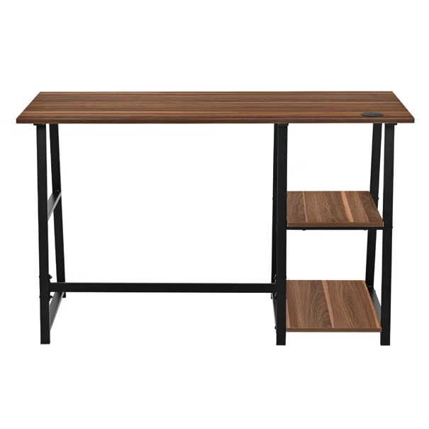 Γραφείο Υπολογιστή Με 2 Ράφια (120x50x73) Spitishop Nuez Walnut/Black