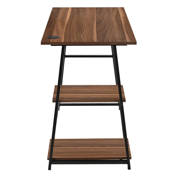 Γραφείο Υπολογιστή Με 2 Ράφια (120x50x73) Spitishop Nuez Walnut/Black