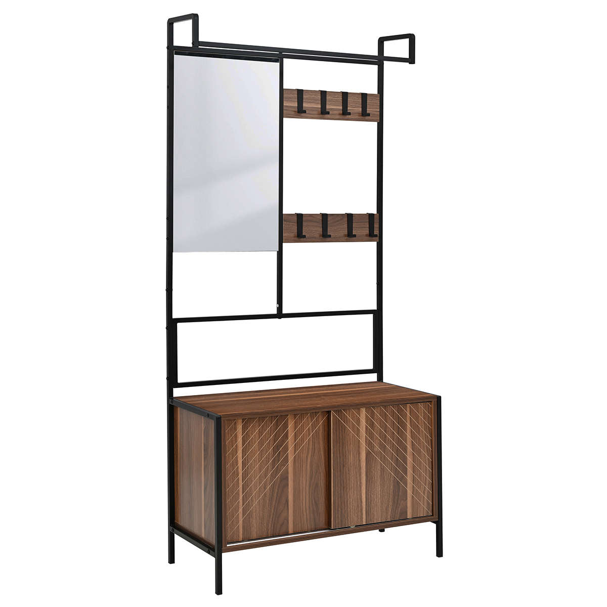 Έπιπλο Εισόδου Με Καθρέφτη (80x35x172) Spitishop Nobile Walnut/Black