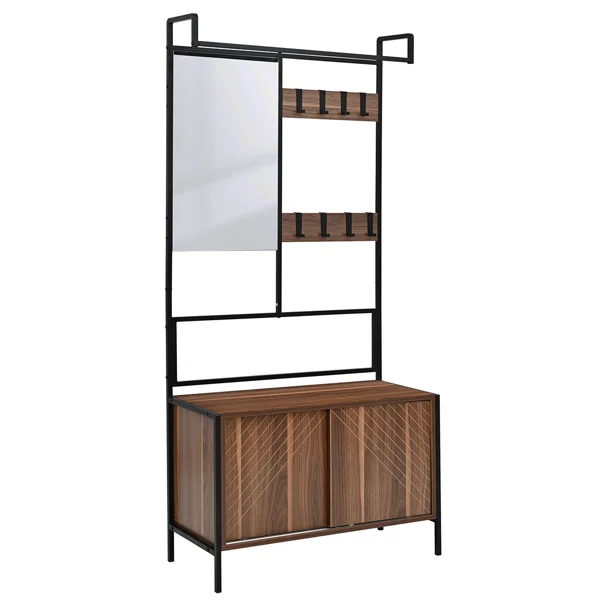 Έπιπλο Εισόδου Με Καθρέφτη (80x35x172) Spitishop Nobile Walnut/Black