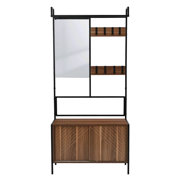 Έπιπλο Εισόδου Με Καθρέφτη (80x35x172) Spitishop Nobile Walnut/Black
