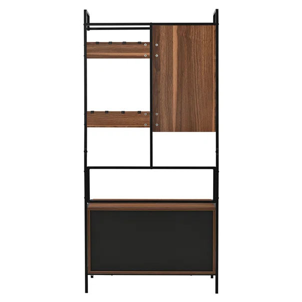 Έπιπλο Εισόδου Με Καθρέφτη (80x35x172) Spitishop Nobile Walnut/Black