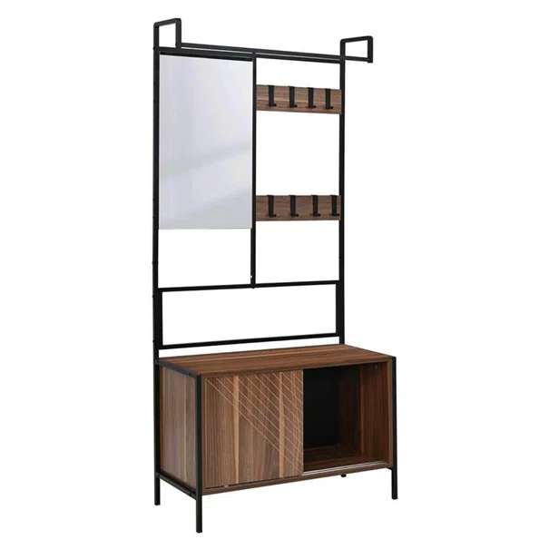 Έπιπλο Εισόδου Με Καθρέφτη (80x35x172) Spitishop Nobile Walnut/Black