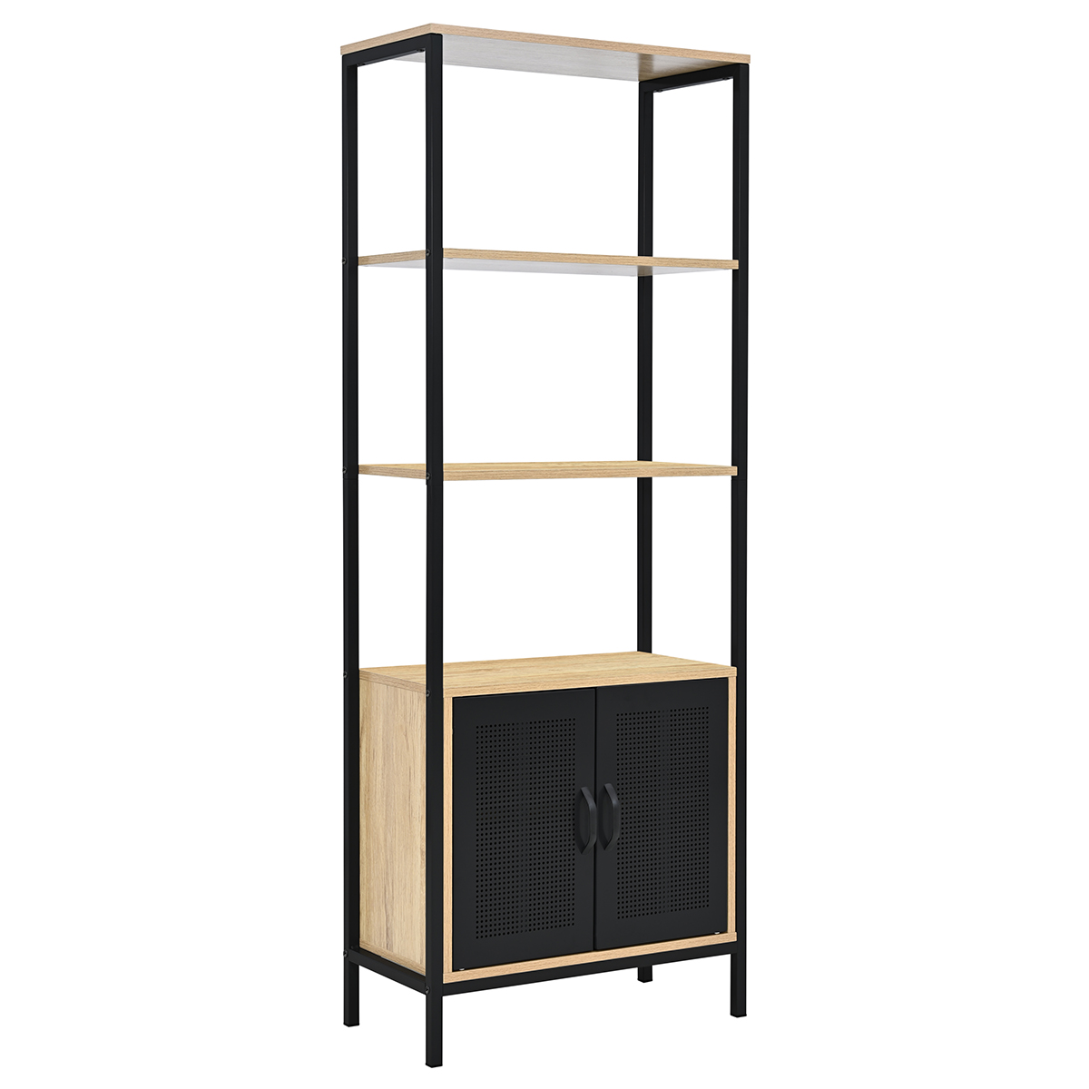 Ραφιέρα Δαπέδου 3 Θέσεων Με Ντουλάπι (60x30x160) Spitishop Vivo Natural/Black