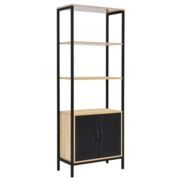 Ραφιέρα Δαπέδου 3 Θέσεων Με Ντουλάπι (60x30x160) Spitishop Vivo Natural/Black