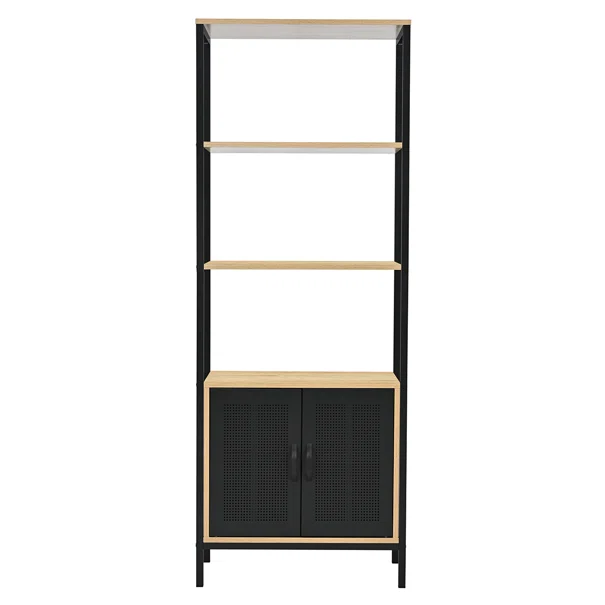 Ραφιέρα Δαπέδου 3 Θέσεων Με Ντουλάπι (60x30x160) Spitishop Vivo Natural/Black