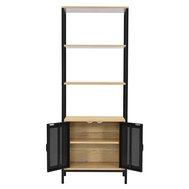 Ραφιέρα Δαπέδου 3 Θέσεων Με Ντουλάπι (60x30x160) Spitishop Vivo Natural/Black