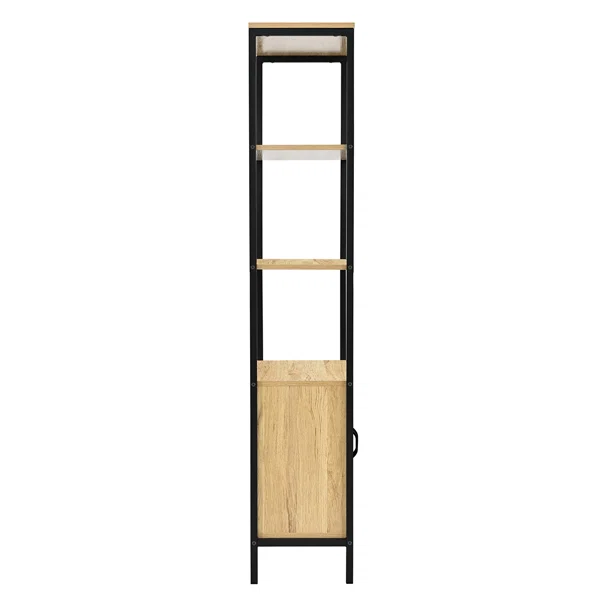 Ραφιέρα Δαπέδου 3 Θέσεων Με Ντουλάπι (60x30x160) Spitishop Vivo Natural/Black