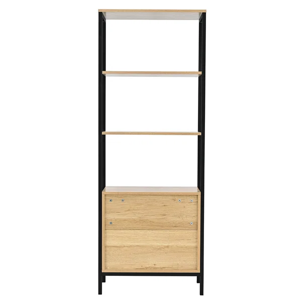 Ραφιέρα Δαπέδου 3 Θέσεων Με Ντουλάπι (60x30x160) Spitishop Vivo Natural/Black