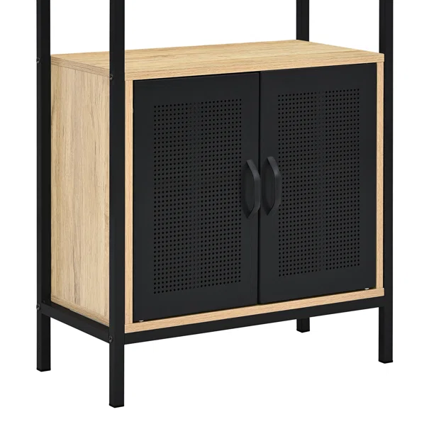 Ραφιέρα Δαπέδου 3 Θέσεων Με Ντουλάπι (60x30x160) Spitishop Vivo Natural/Black