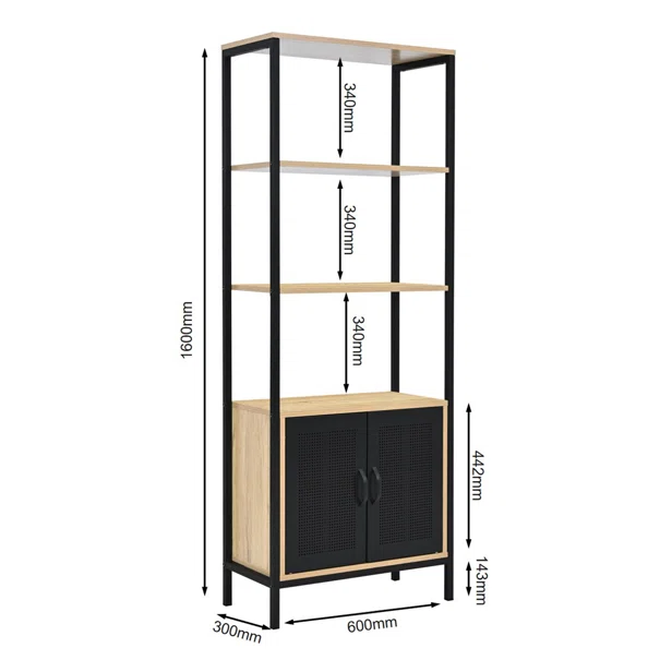 Ραφιέρα Δαπέδου 3 Θέσεων Με Ντουλάπι (60x30x160) Spitishop Vivo Natural/Black