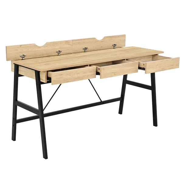 Γραφείο Με 3 Συρτάρια & 2 Ντουλάπια (140x55x75) Spitishop Vivo Natural/Black