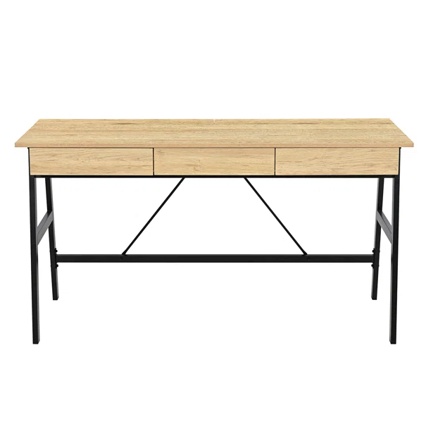 Γραφείο Με 3 Συρτάρια & 2 Ντουλάπια (140x55x75) Spitishop Vivo Natural/Black