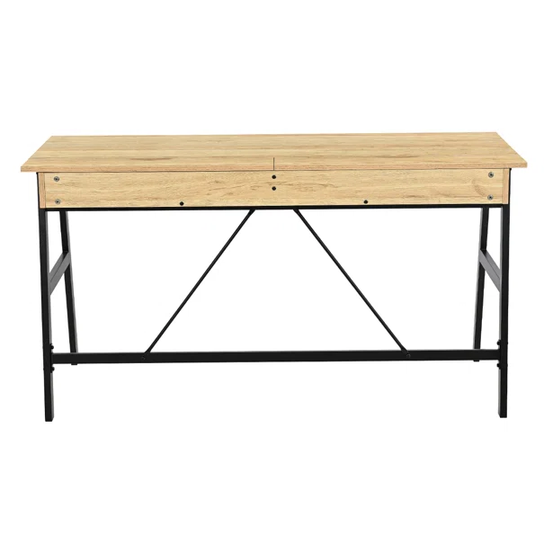 Γραφείο Με 3 Συρτάρια & 2 Ντουλάπια (140x55x75) Spitishop Vivo Natural/Black