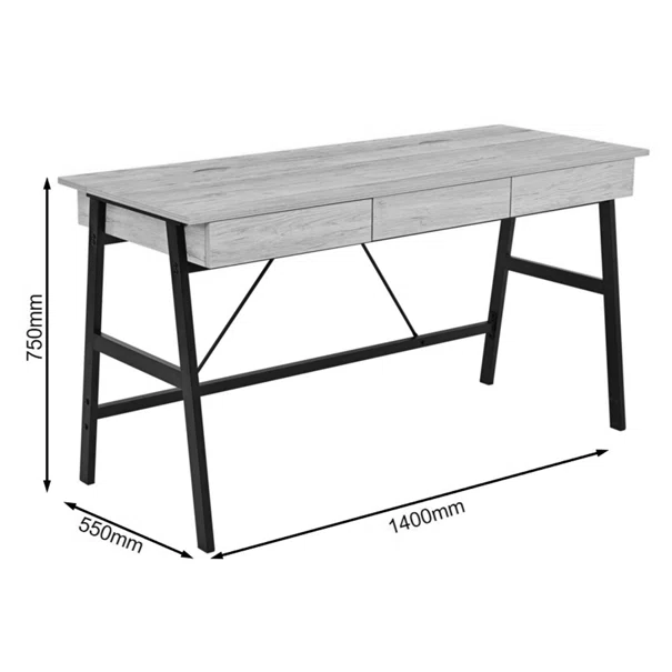 Γραφείο Με 3 Συρτάρια & 2 Ντουλάπια (140x55x75) Spitishop Vivo Natural/Black