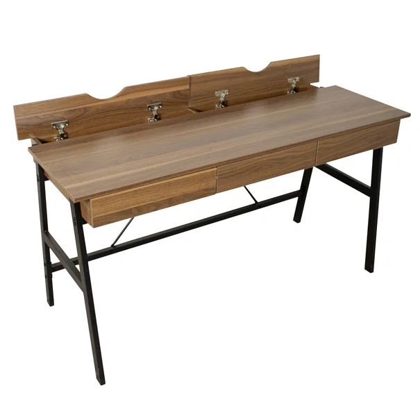 Γραφείο Με 3 Συρτάρια & 2 Ντουλάπια (140x55x75) Spitishop Nuez Walnut/Black