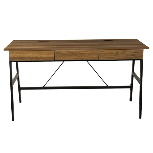 Γραφείο Με 3 Συρτάρια & 2 Ντουλάπια (140x55x75) Spitishop Nuez Walnut/Black