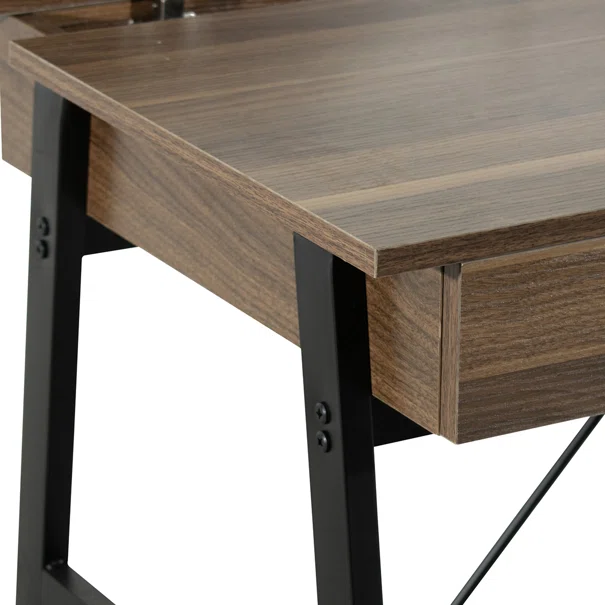 Γραφείο Με 3 Συρτάρια & 2 Ντουλάπια (140x55x75) Spitishop Nuez Walnut/Black