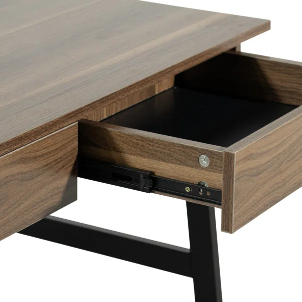 Γραφείο Με 3 Συρτάρια & 2 Ντουλάπια (140x55x75) Spitishop Nuez Walnut/Black