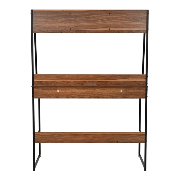 Γραφείο Με 4 Ράφια (100x48x139) Spitishop Neuz Walnut/Black