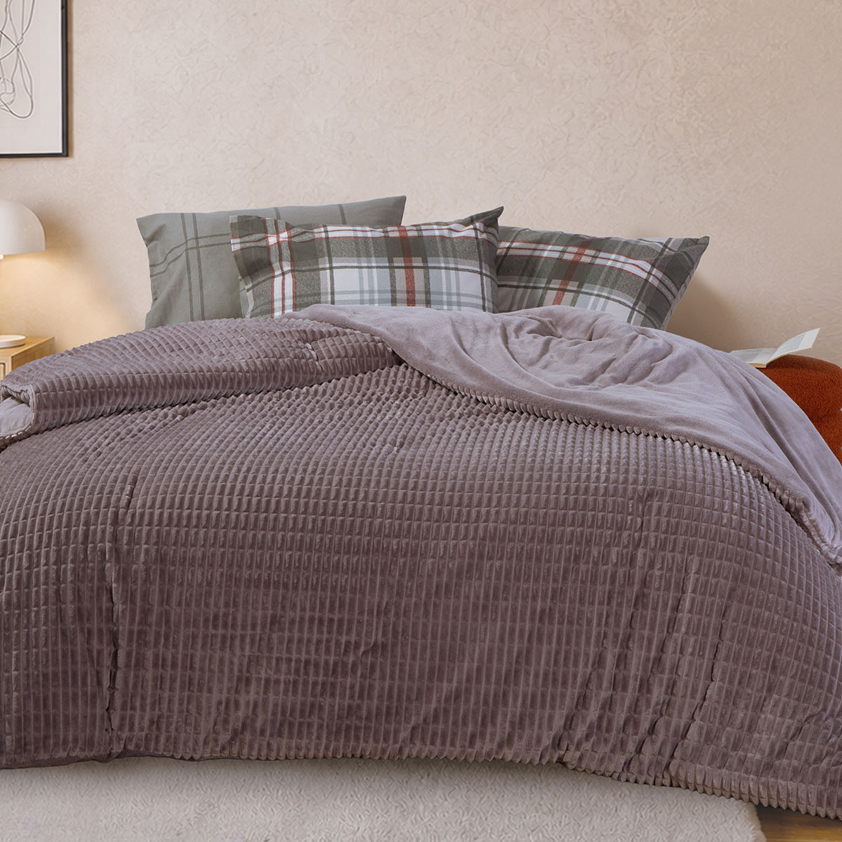 Κουβερτοπάπλωμα Μονό (160x220) Nef-Nef Homeware Elaisa D.Grey