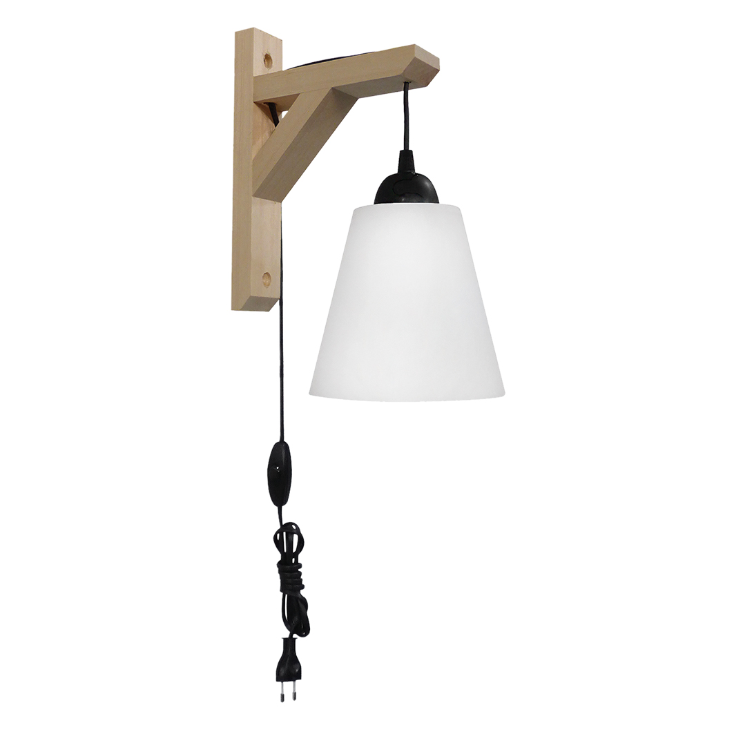 Απλίκα Τοίχου Με Φις Πρίζας Heronia Wood 31-1095 Natural Wood