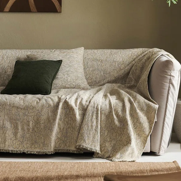 Ριχτάρι Καναπέ Τριθέσιου (180x300) Gofis Home Aradia Weed Beige 430/07