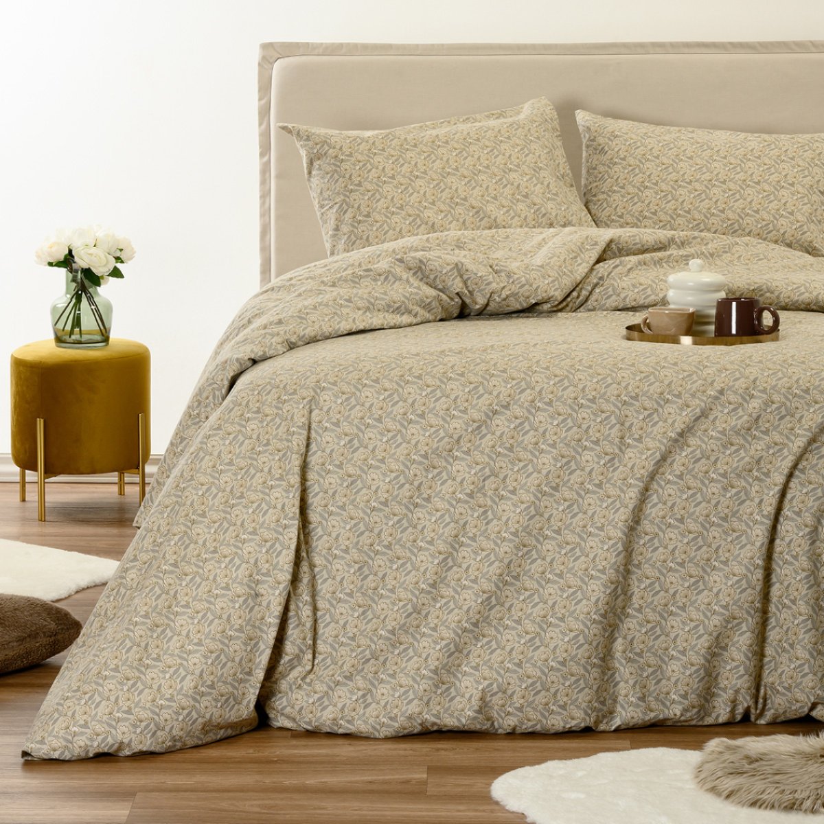 Φανελένια Σεντόνια King Size (Σετ) Melinen Elsa Beige