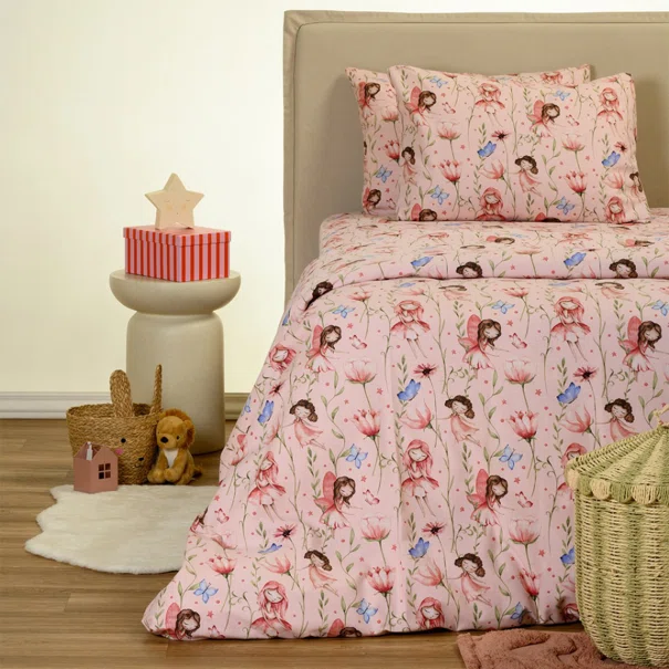Φανελένια Παπλωματοθήκη Μονή (165x245) Melinen Naida Pink Winter Line