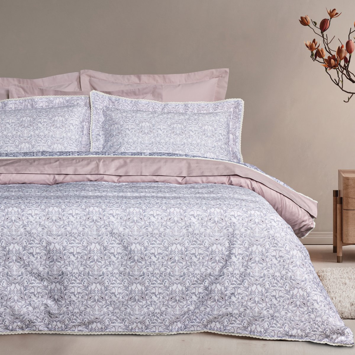 Παπλωματοθήκη Υπέρδιπλη (Σετ 220x240) 2 Όψεων Das Home Prestige 1729 Grey Nude