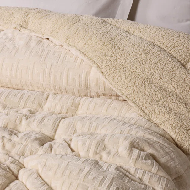 Κουβερτοπάπλωμα Υπέρδιπλο (220x240) Das Home Sherpa 1394 Beige