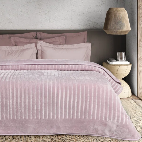 Κουβέρτα Βελουτέ Μονή (160x240) Das Home 1383 Dusty Pink