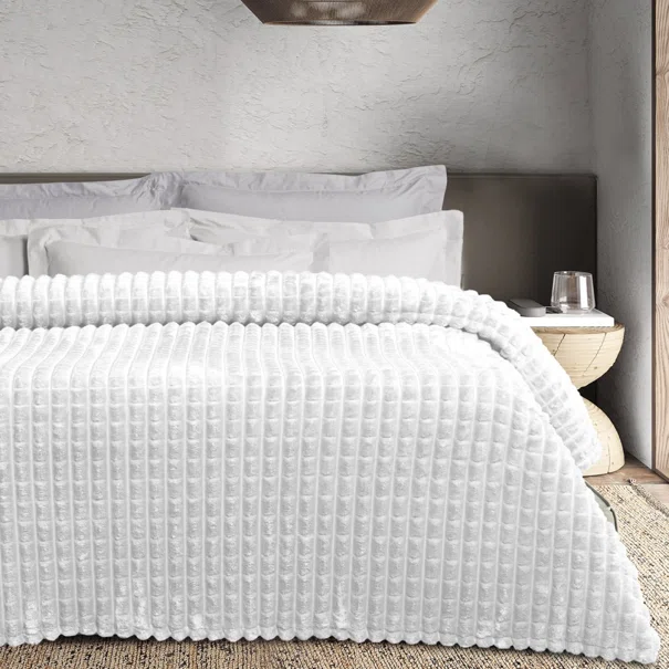 Κουβέρτα Fleece Μονή (160x220) Das Home 1386 White