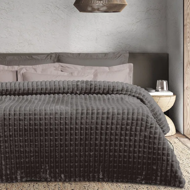 Κουβέρτα Fleece Μονή (160x220) Das Home 1390 Dark Grey